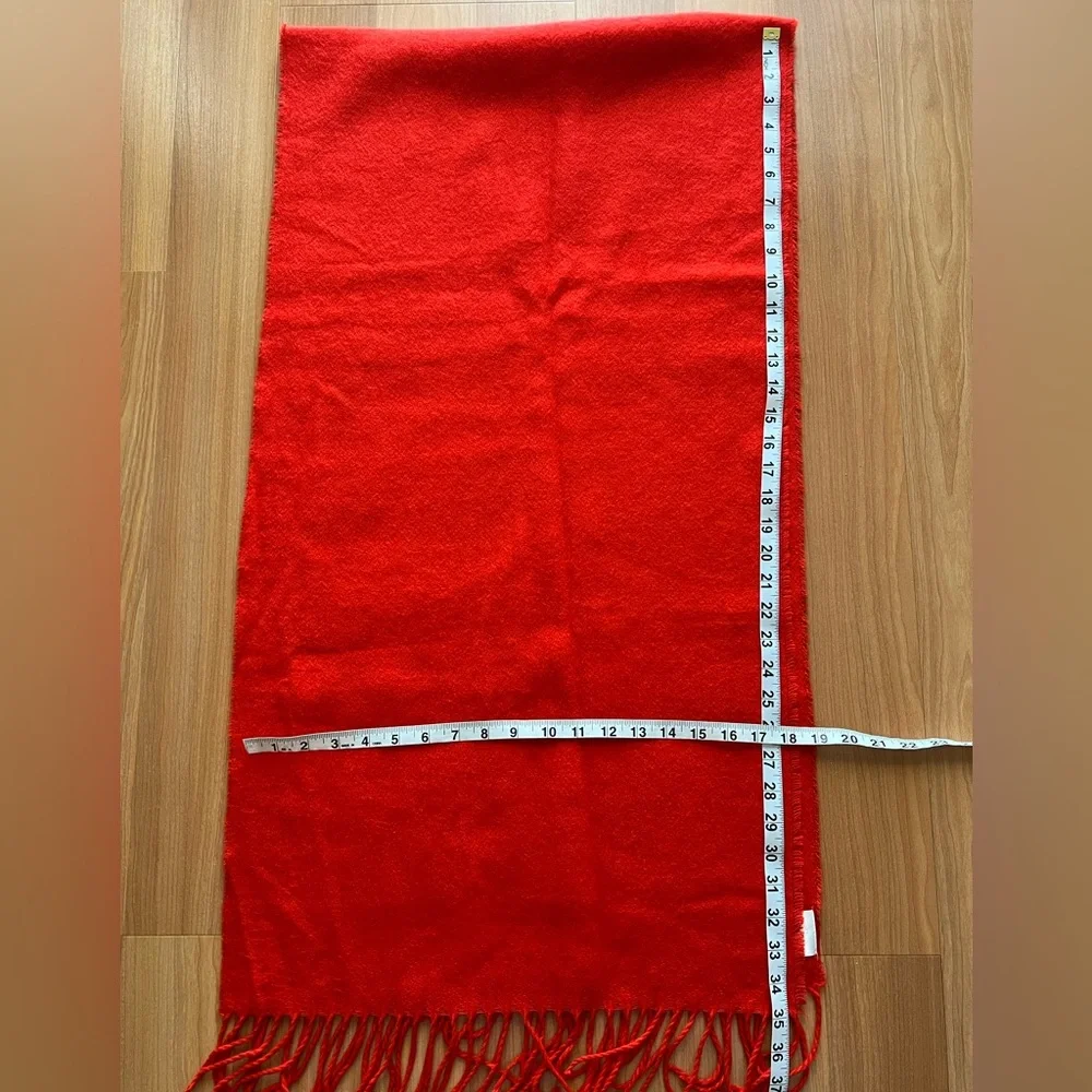 H&M Red Fringe Scarf 100% Acrylic Soft Cozy Winter Wrap NWOT